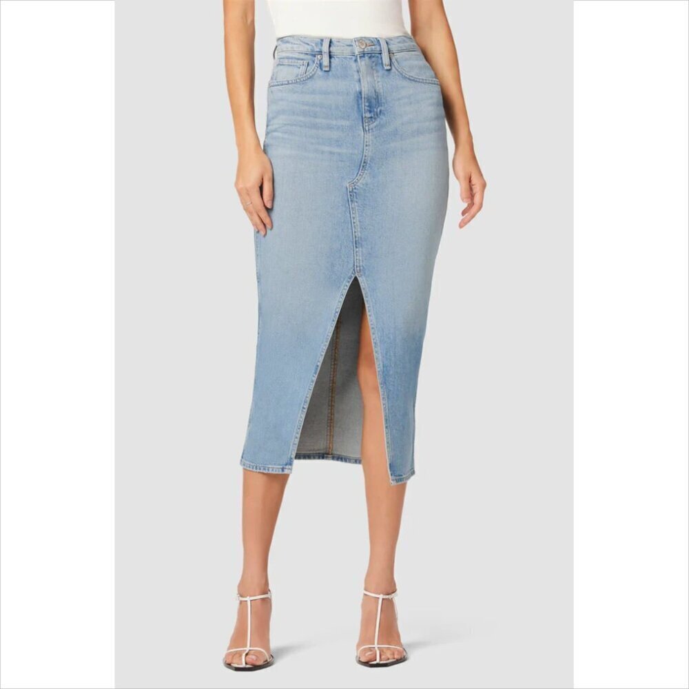 Hudson Jeans Fashion maxi denim skirt slit blue midi faded modest Mars new 29 8